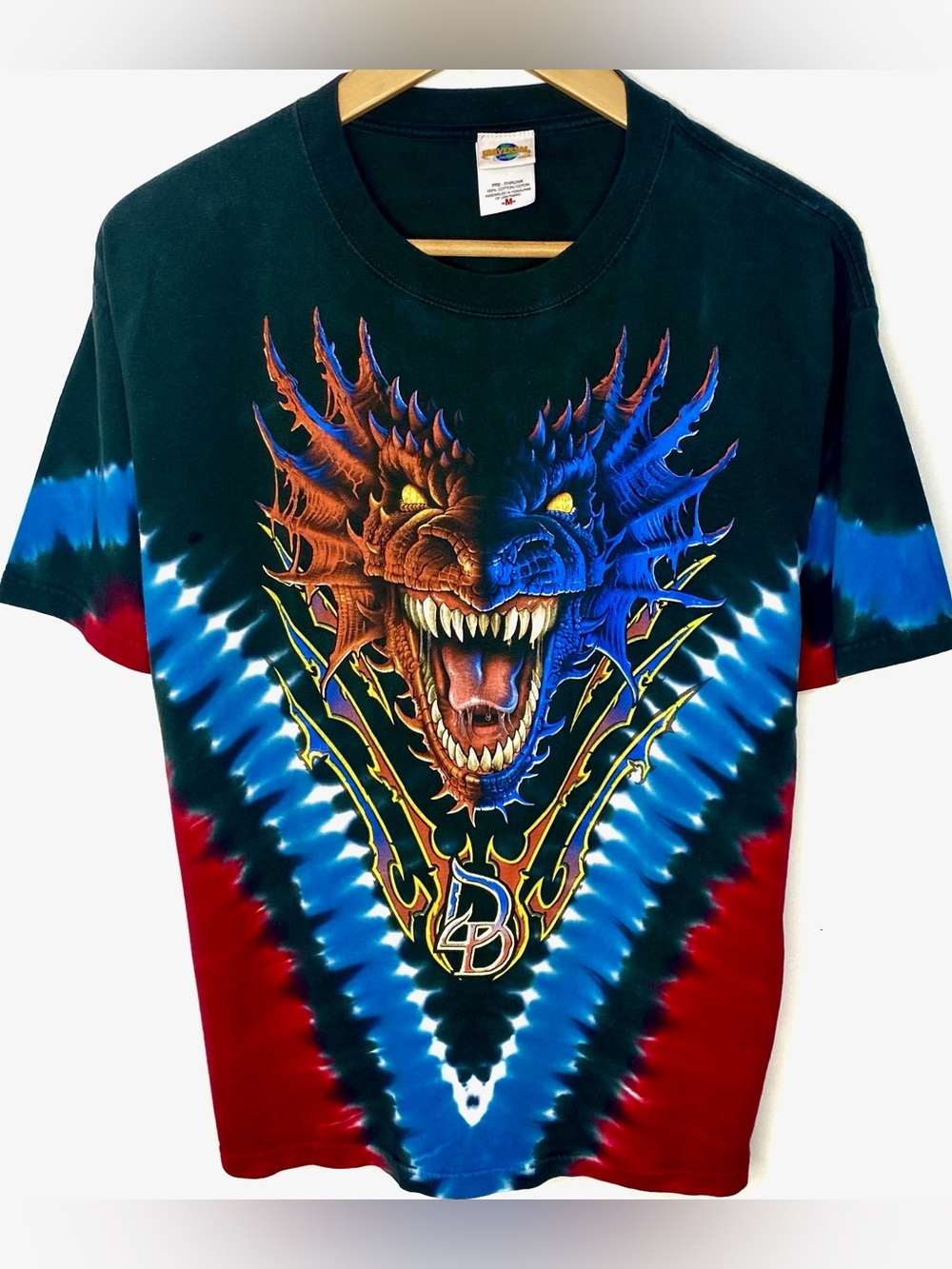 Vintage Universal Studios Dueling Dragons Roller Coaster Tie Dye T Shirt Medium